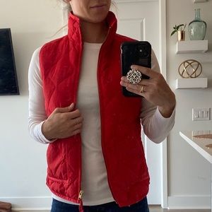 Red JCrew Puffer Vest